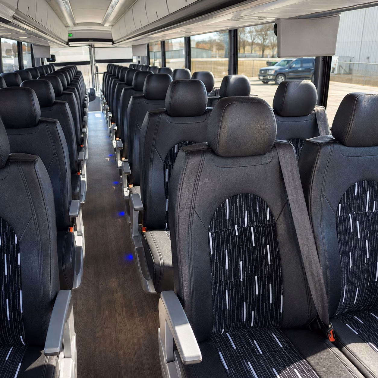 56 passenger charter bus inside