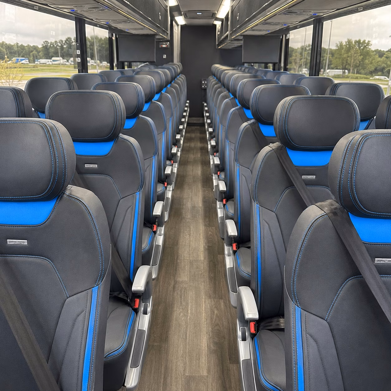upland charter bus rental interior